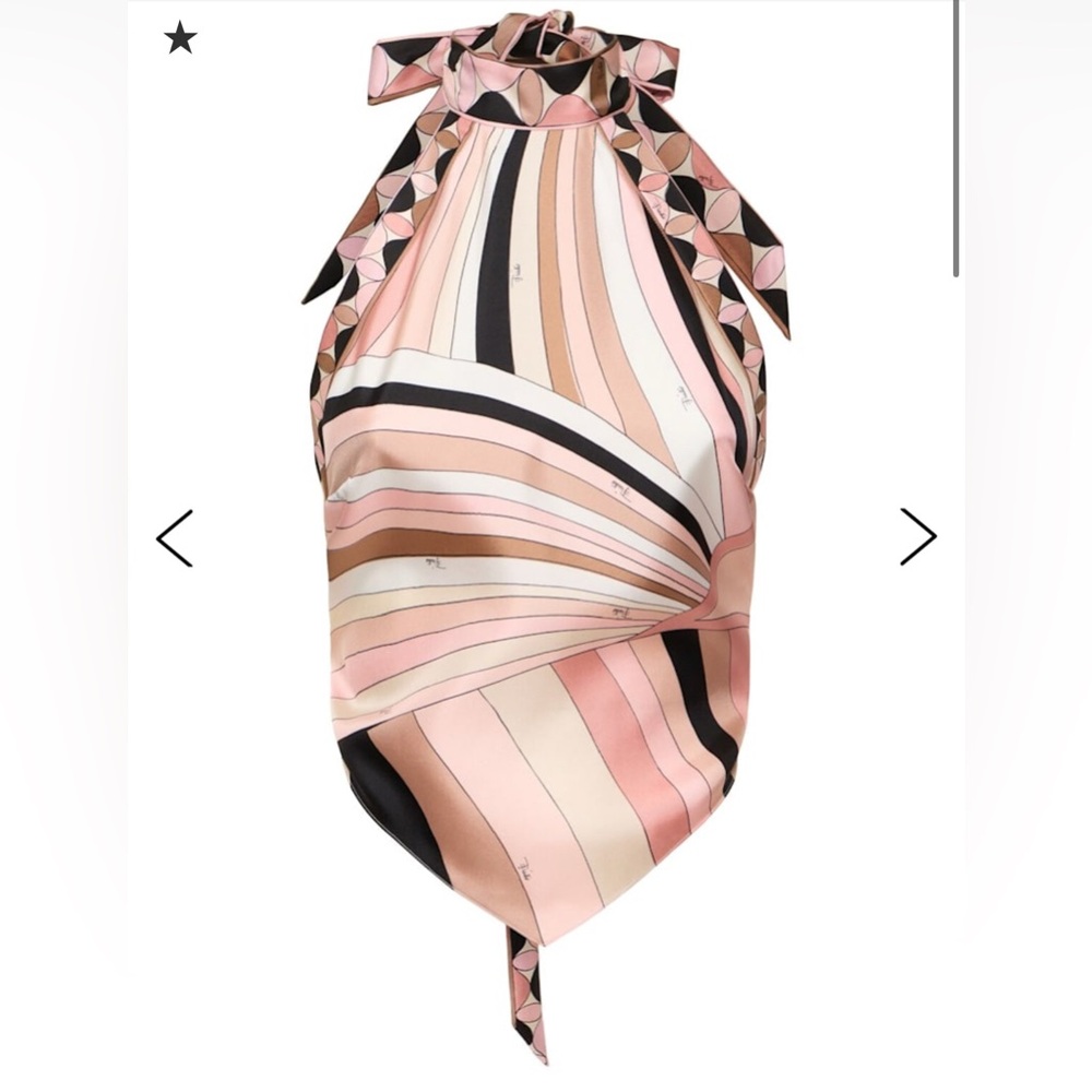 Emilio Pucci Pink and Black Geometric Halter Top